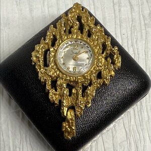 Vintage Sheffield Gold Nugget Style upside down watch pendant necklace charm